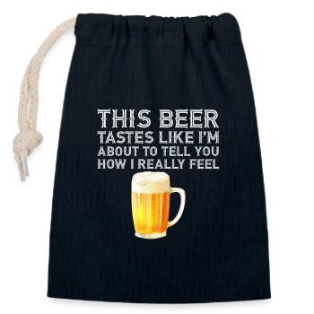 Dieses Bier schmeckt ungefähr so, wie ich Bier wirklich fühle - Verschließbarer Geschenkbeutel aus Baumwolle (14x20cm) - Navy - Vorne