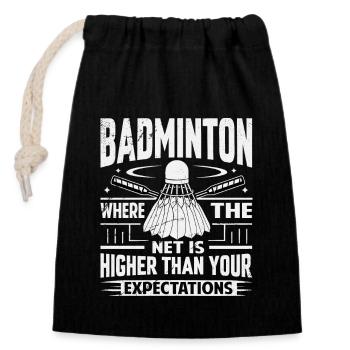 BADMINTON - Le filet est à la hauteur de vos attentes - Sac cadeau en coton avec cordon (14 x 20 cm) - noir - Devant