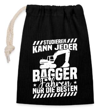 Studieren kann jeder bagger fahren nur die besten - Verschließbarer Geschenkbeutel aus Baumwolle (14x20cm) - Schwarz - Vorne