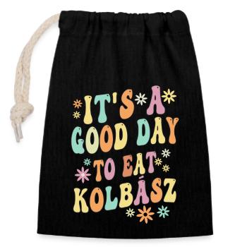 Hungarian Kolbász proverb - Closable cotton gift bag (14x20cm) - black - Front
