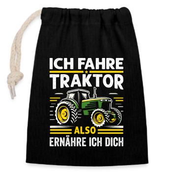 Traktor Liebe Bauernhof Charme Landleben Dorf - Verschließbarer Geschenkbeutel aus Baumwolle (14x20cm) - Schwarz - Vorne