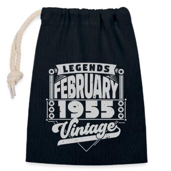 Vintage Anniversaire février 1955, Février 1955. - Sac cadeau en coton avec cordon (14 x 20 cm) - bleu marine - Devant