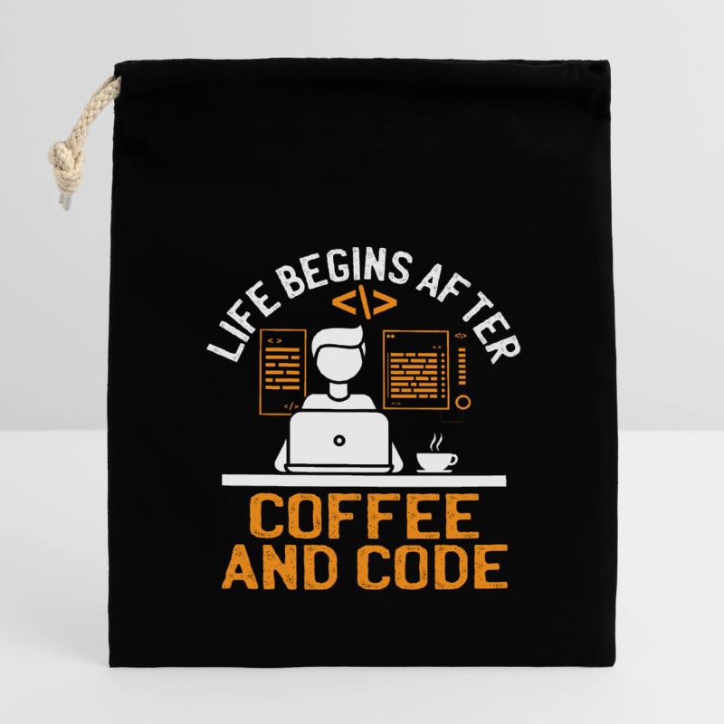 Café Codage Programmeur Codeur Développeur Nerd Coff Sac cadeau en coton avec cordon (14 x 20 cm)