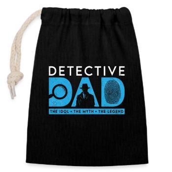 Detective Dad The Idol The Myth The Investigator - Closable cotton gift bag (14x20cm) - black - Front