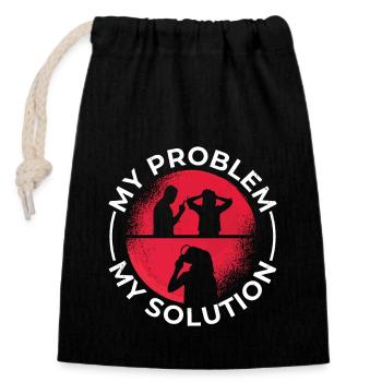 Detective My Problem My Pictogram Mom Investigator - Closable cotton gift bag (14x20cm) - black - Front