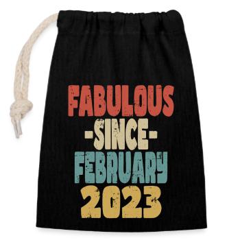 Fabuleux février 2023 - Sac cadeau en coton avec cordon (14 x 20 cm) - noir - Devant