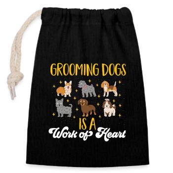 Salon de coiffure pour chiens - Sac cadeau en coton avec cordon (14 x 20 cm) - noir - Devant
