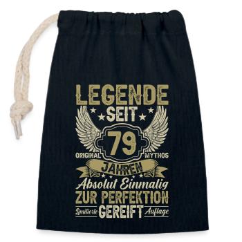 Geburtstagslegende seit '79 - Verschließbarer Geschenkbeutel aus Baumwolle (14x20cm) - Navy - Vorne