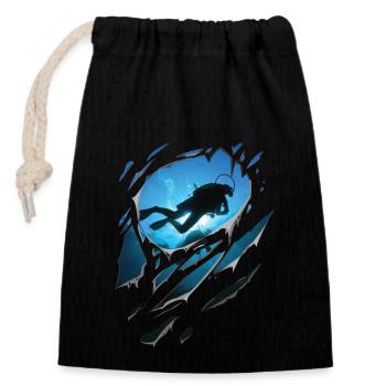 Ripped Diving Gift Cracks - Closable cotton gift bag (14x20cm) - black - Front