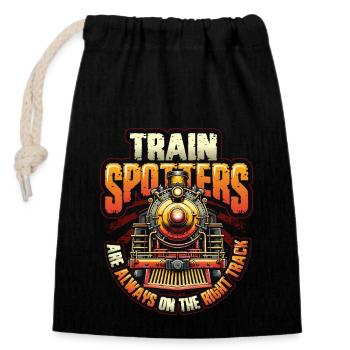 Trainspotting Train Lovers Trains - Closable cotton gift bag (14x20cm) - black - Front