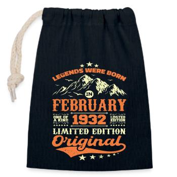 92 Years Born In February 1932 Birthday Gift - Closable cotton gift bag (14x20cm) - navy - Front