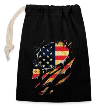 Ripped USA Flage Gift Tears - Closable cotton gift bag (14x20cm) - black - Front
