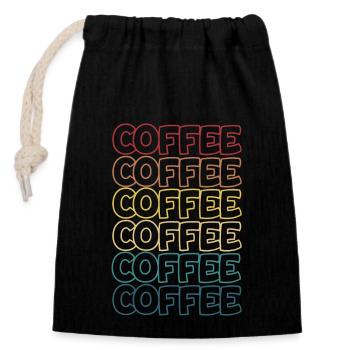 Retro Kaffee Kaffee Kaffee Kunst Vintage Kaffee - Verschließbarer Geschenkbeutel aus Baumwolle (14x20cm) - Schwarz - Vorne