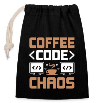Coffee Coding Programmer Coder Developer Nerd Coff - Closable cotton gift bag (14x20cm) - black - Front