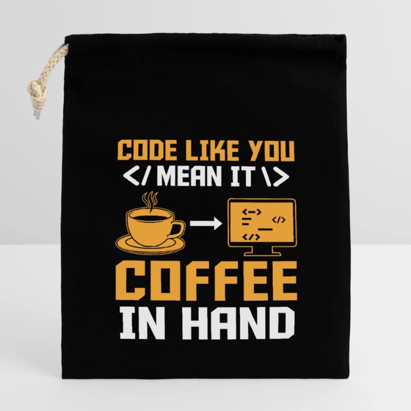 Coffee Coding Programmer Coder Developer Nerd Coff Closable cotton gift bag (14x20cm)