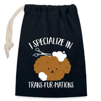 Salon de coiffure pour chiens - Sac cadeau en coton avec cordon (14 x 20 cm) - bleu marine - Devant