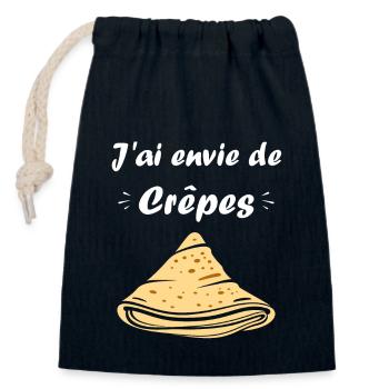 Crêpes Bretagne humour crêpe - Sac cadeau en coton avec cordon (14 x 20 cm) - bleu marine - Devant