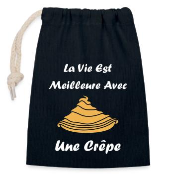 Crêpes Bretagne humour crêpe - Sac cadeau en coton avec cordon (14 x 20 cm) - bleu marine - Devant