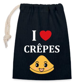 Crêpes Bretagne humour crêpe - Sac cadeau en coton avec cordon (14 x 20 cm) - bleu marine - Devant