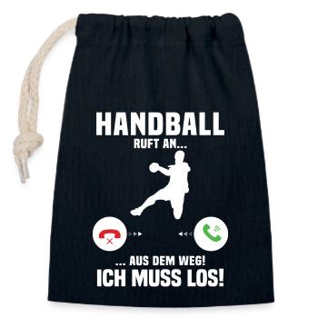 Handball Calls Me, Funny Gift Handball - Closable cotton gift bag (14x20cm) - navy - Front