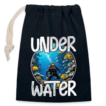plongée sous marine - Sac cadeau en coton avec cordon (14 x 20 cm) - bleu marine - Devant