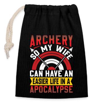 Funny Archery Saying - Apocalypse - Closable cotton gift bag (14x20cm) - black - Front