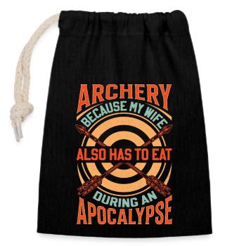 Funny Archery Saying - Apocalypse - Closable cotton gift bag (14x20cm) - black - Front