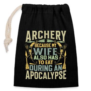 Funny Archery Saying - Apocalypse - Closable cotton gift bag (14x20cm) - black - Front