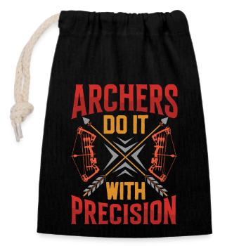 Bogenschütze mit präzision Archers avec précision - Sac cadeau en coton avec cordon (14 x 20 cm) - noir - Devant