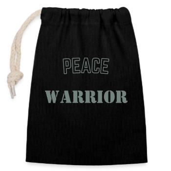 Warrior of Peace - Closable cotton gift bag (14x20cm) - black - Front