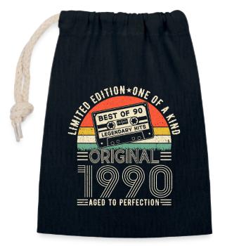 Vintage Birthday 1990 - Closable cotton gift bag (14x20cm) - navy - Front