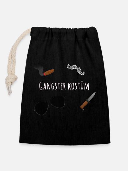 Gangster kostüm,gangster , karneval,kostüm, - Verschließbarer Geschenkbeutel aus Baumwolle (14x20cm) - Schwarz