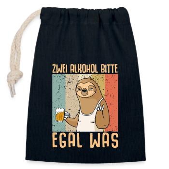 Two alcohols please no matter what - Closable cotton gift bag (14x20cm) - navy - Front