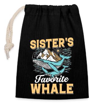 Sister's favorite Whale - Closable cotton gift bag (14x20cm) - black - Front