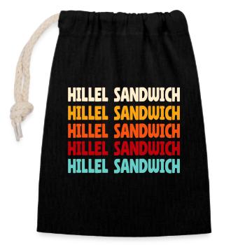 Hillel Sandwich - Verschließbarer Geschenkbeutel aus Baumwolle (14x20cm) - Schwarz - Vorne