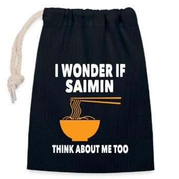 Soupe de nouilles Saimin - Sac cadeau en coton avec cordon (14 x 20 cm) - bleu marine - Devant