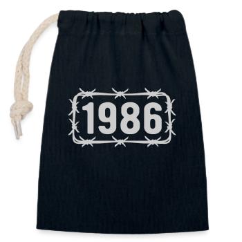 Birthday Vintage 1986 Barbed Wire - Closable cotton gift bag (14x20cm) - navy - Front