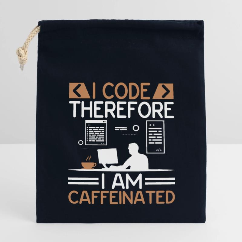 Café Codage Programmeur Codeur Développeur Nerd Coff Sac cadeau en coton avec cordon (14 x 20 cm)
