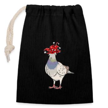 Colombe du carnaval - Sac cadeau en coton avec cordon (14 x 20 cm) - noir - Devant