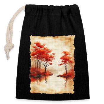 Classic Scenery Papyrus Scroll Onsen Japanese - Closable cotton gift bag (14x20cm) - black - Front