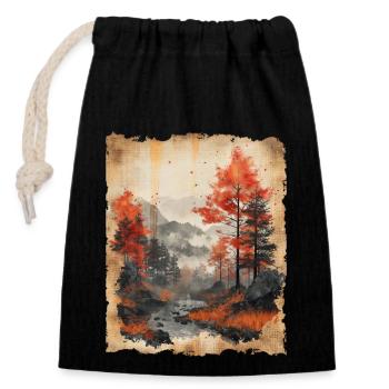 Classic Scenery Papyrus Scroll Onsen Japanese - Closable cotton gift bag (14x20cm) - black - Front