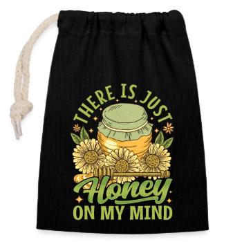 Just Honey On My Mind – Bee Lover - Verschließbarer Geschenkbeutel aus Baumwolle (14x20cm) - Schwarz - Vorne