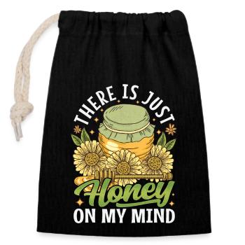 Just Honey On My Mind – Bee Lover - Verschließbarer Geschenkbeutel aus Baumwolle (14x20cm) - Schwarz - Vorne