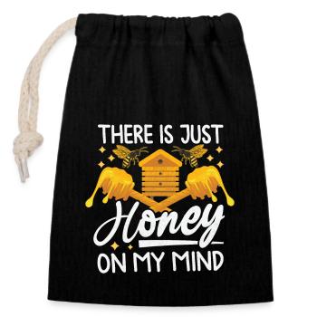 Just Honey On My Mind – Bee Lover - Verschließbarer Geschenkbeutel aus Baumwolle (14x20cm) - Schwarz - Vorne