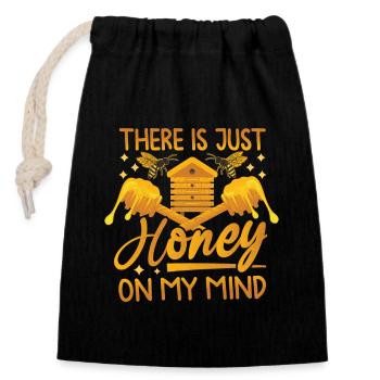 Just Honey On My Mind – Bee Lover - Verschließbarer Geschenkbeutel aus Baumwolle (14x20cm) - Schwarz - Vorne