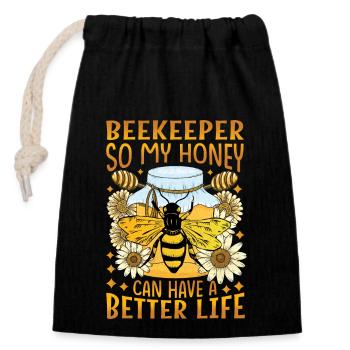 Just Honey On My Mind – Bee Lover - Verschließbarer Geschenkbeutel aus Baumwolle (14x20cm) - Schwarz - Vorne
