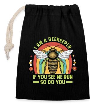 Lustiger Imker Spruch - Bienen Schwarm - Verschließbarer Geschenkbeutel aus Baumwolle (14x20cm) - Schwarz - Vorne