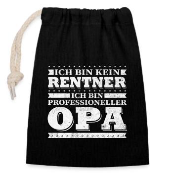 Ich Bin Kein Rentner Ich Bin Professioneller Opa - Verschließbarer Geschenkbeutel aus Baumwolle (14x20cm) - Schwarz - Vorne