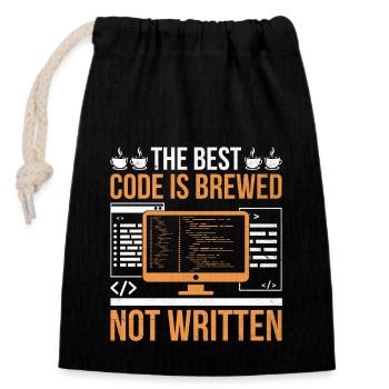 Café Codage Programmeur Codeur Développeur Nerd Coff - Sac cadeau en coton avec cordon (14 x 20 cm) - noir - Devant