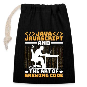 Coffee Coding Programmer Coder Developer Nerd Coff - Closable cotton gift bag (14x20cm) - black - Front